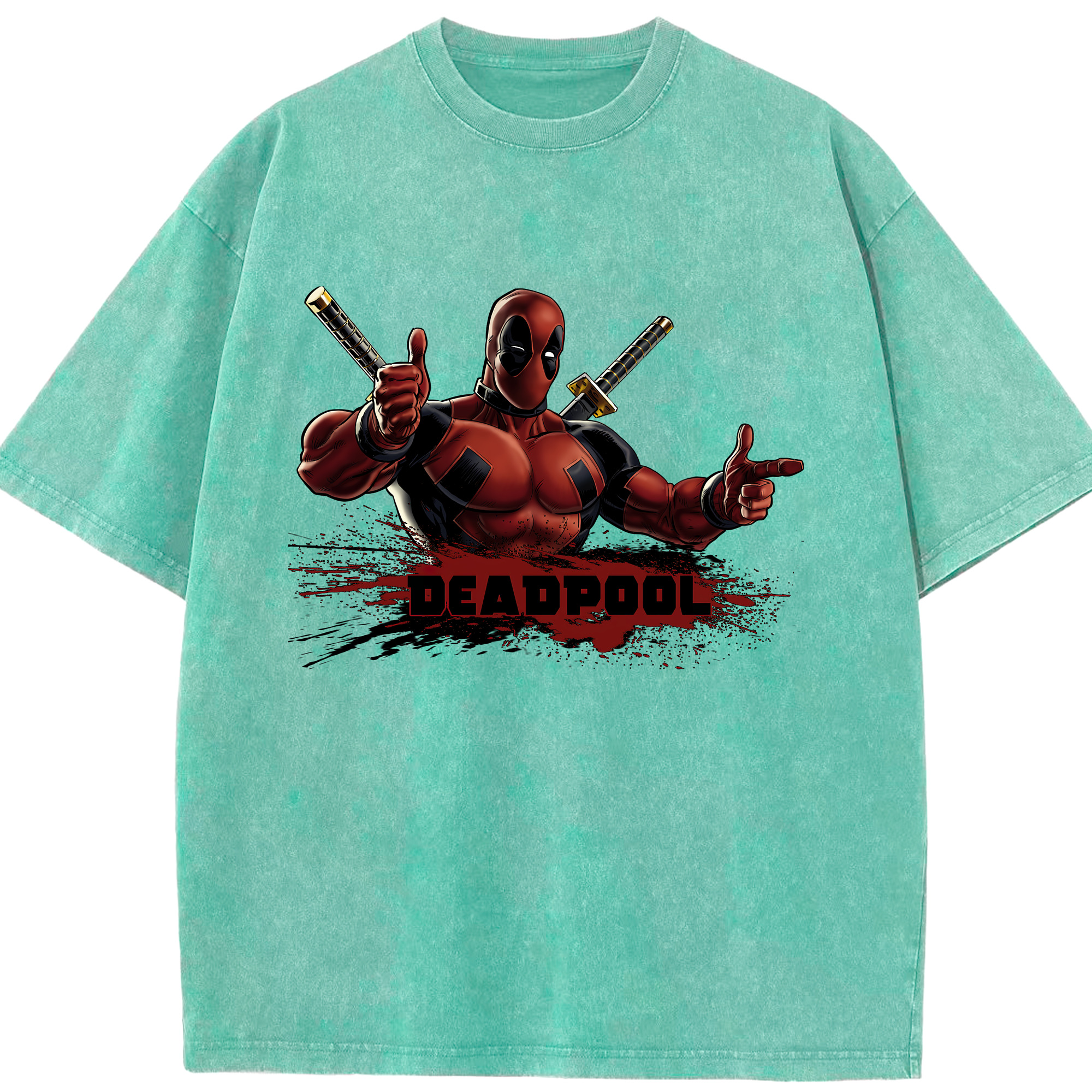（画像用） Deadpool デッドプール 綿100% ヴィンテージ風 半袖Tシャツ（フロントプリント）